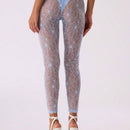 NEW MUSERA Leggins transparentes de encaje floral