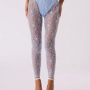 MUSERA Leggins transparentes de encaje floral