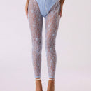 NEW MUSERA Leggins transparentes de encaje floral