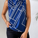 Frenchy Top plisado y fruncido sin mangas para mujer (estampado floral aleatorio)