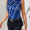 Frenchy Top plisado y fruncido sin mangas para mujer (estampado floral aleatorio)