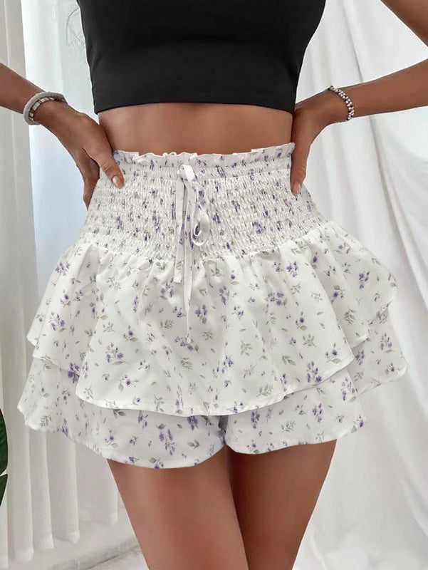 VCAY Shorts de estilo playero con estampado floral para damas, perfecto para vacaciones