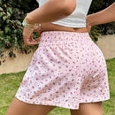EZwear Shorts de pierna ancha con detalles de parches de letras en estampado floral rosa para salir en verano