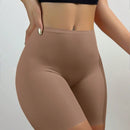 Shorts de seguridad sin costuras de cintura alta y pierna cuadrada de seda de hielo para mujeres, fondo elastico, levanta gluteos y controla el abdomen
