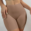 Shorts de seguridad sin costuras de cintura alta y pierna cuadrada de seda de hielo para mujeres, fondo elastico, levanta gluteos y controla el abdomen