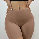 Shorts de seguridad sin costuras de cintura alta y pierna cuadrada de seda de hielo para mujeres, fondo elastico, levanta gluteos y controla el abdomen