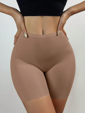 Shorts de seguridad sin costuras de cintura alta y pierna cuadrada de seda de hielo para mujeres, fondo elastico, levanta gluteos y controla el abdomen
