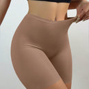 Shorts de seguridad sin costuras de cintura alta y pierna cuadrada de seda de hielo para mujeres, fondo elastico, levanta gluteos y controla el abdomen