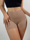 Pantalones cortos de seguridad de seda de hielo sin costuras para mujer con diseno antitransparencia y borde sin enrollar, cenidos de cintura media para colocar debajo de la ropa