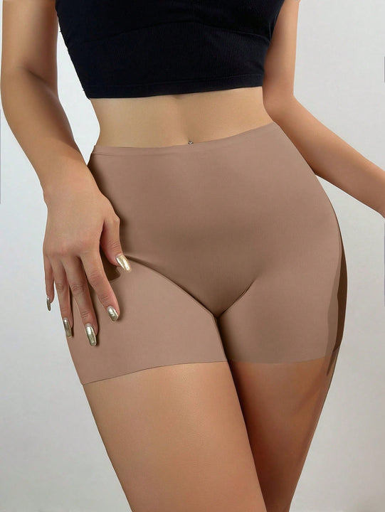 Pantalones cortos de seguridad de seda de hielo sin costuras para mujer con diseno antitransparencia y borde sin enrollar, cenidos de cintura media para colocar debajo de la ropa