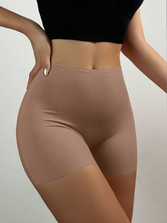 Pantalones cortos de seguridad de seda de hielo sin costuras para mujer con diseno antitransparencia y borde sin enrollar, cenidos de cintura media para colocar debajo de la ropa