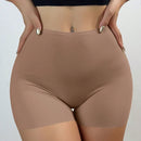 Pantalones cortos de seguridad de seda de hielo sin costuras para mujer con diseno antitransparencia y borde sin enrollar, cenidos de cintura media para colocar debajo de la ropa