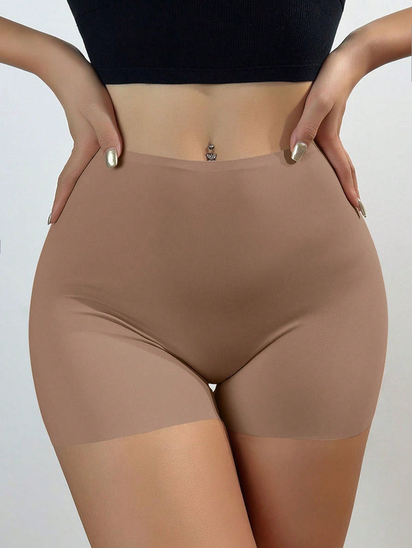 Pantalones cortos de seguridad de seda de hielo sin costuras para mujer con diseno antitransparencia y borde sin enrollar, cenidos de cintura media para colocar debajo de la ropa