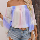 VCAY Camisa casual de mujer de chifon con hombros descubiertos y corte holgado