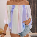 VCAY Camisa casual de mujer de chifon con hombros descubiertos y corte holgado