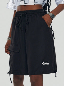 Coolane Bermudas holgadas de estilo 'novio' para mujer, esenciales de moda urbana con cordon ajustable en la cintura