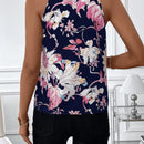 Clasi Camisa informal de verano de mujer sin mangas con cuello en V entallado y estampado floral