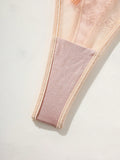 Conjunto de Brasier de tiras finas con bordado romantico y Tangas de encaje (2 piezas)