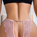 Tanga sexy de encaje con lazo en la cintura media