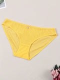 Ropa interior para mujer de patron amarillo sexy con lazo, adorno de colgante de corazon y brillantes
