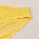 Ropa interior para mujer de patron amarillo sexy con lazo, adorno de colgante de corazon y brillantes