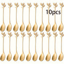 Juego de 10 cucharas para postres de acero inoxidable, diseño elegante de hoja, cucharitas para café, utensilios minimalistas para frutas y postres, ideal para fiestas y celebraciones, regalo para el Día de la Madre, Pascua, renovación primaveral, reunio