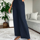 2 piezas pantalon para mujer de cintura alta y pierna ancha en unicolor marron y negro, casual y minimalista con un sentido de la caida