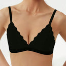 Sujetadores franceses sexys con copa triangular para ninas, acolchado fino y suave, transpirable, ajustado, color negro, sin cables y con escote en V profundo