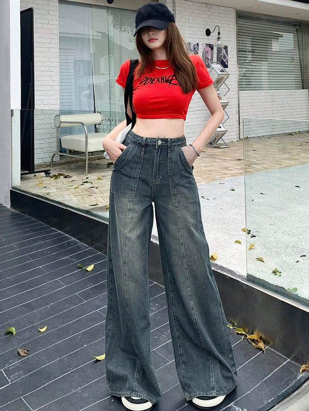 DAZY Pantalones Jeans simples y lisos de moda diaria para mujer
