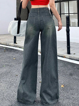 DAZY Pantalones Jeans simples y lisos de moda diaria para mujer
