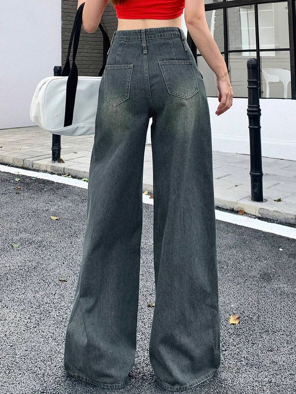 DAZY Pantalones Jeans simples y lisos de moda diaria para mujer