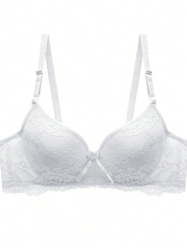 Sujetador push-up de encaje de un solo color para mujeres