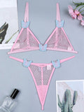 NEW Sujetador para mujeres con bordado de mariposa rosa, conjunto de lenceria sexy para mujeres con braguitas