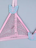 NEW Sujetador para mujeres con bordado de mariposa rosa, conjunto de lenceria sexy para mujeres con braguitas