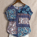 NEW EMERY ROSE Camisa de manga corta para mujer con cuello redondo y estampado de verano