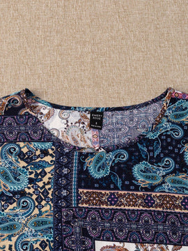 NEW EMERY ROSE Camisa de manga corta para mujer con cuello redondo y estampado de verano