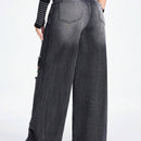 ROMWE Fairycore Jeans casuales de mezclilla anchos y sueltos con estilo desgastado para mujer