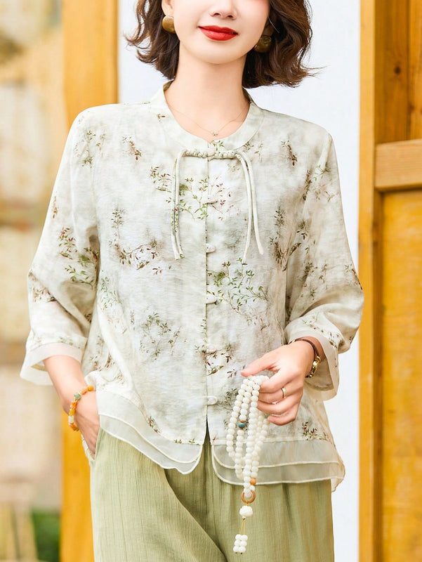 Elegante y casual parte superior del Hanfu con borlas