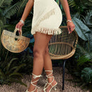 SXY Shorts con borlas en el borde para vacaciones y tiempo libre en playa