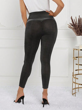 Lady Pantalones de mujer de ajuste delgado y de moda con decoracion de cadena de metal