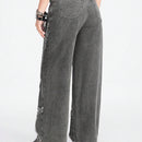 ROMWE Grunge Punk Jeans de mezclilla de pierna ancha para mujer con ajuste holgado y bolsillos de parche de estrella