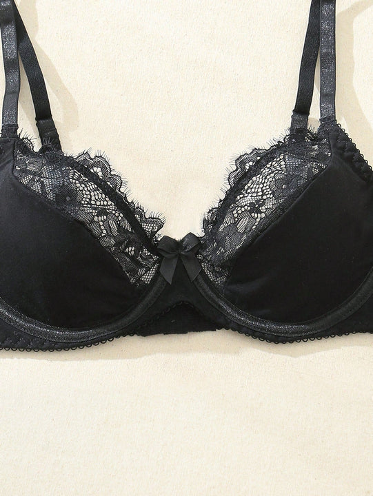 Conjunto de lenceria sexy de encaje para mujer, conjunto de bralette y panty para verano