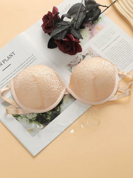 NEW Sujetador de encaje sin tirantes para mujer, sujetador push-up y anti-caida, sujetador sin espalda e invisible