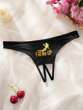 Ropa interior de tanga sexy para mujeres con diseno impreso, entrepierna abierta y tela delgada