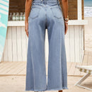 VCAY Mujeres Jeans de mezclilla azul holgado con decoracion de bordado, adecuado para vacaciones en la playa y atuendo casual