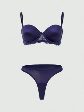 DesireSculpt Conjunto De Lenceria De Encaje Con Bordes Para Mujer
