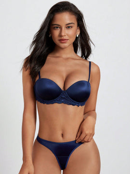 DesireSculpt Conjunto De Lenceria De Encaje Con Bordes Para Mujer