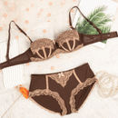 NEW Conjunto de bra push-up con costillas sexi y braguitas triangulares de mujer con cable y bloque de color