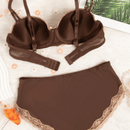NEW Conjunto de bra push-up con costillas sexi y braguitas triangulares de mujer con cable y bloque de color