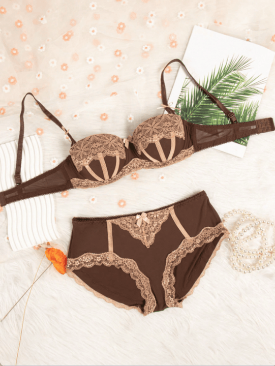 NEW Conjunto de bra push-up con costillas sexi y braguitas triangulares de mujer con cable y bloque de color